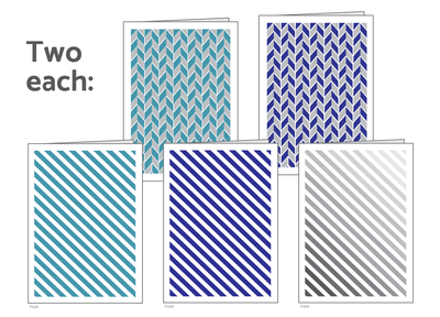 Stripes and Herringbone featuring Navy, Turquoise, and Gray Box Set of 10